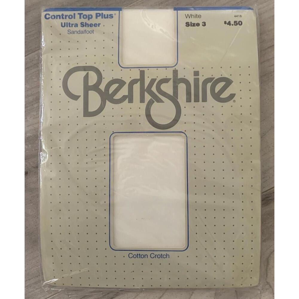 Berkshire Women's Ultra Sheer Control Top Pantyhose 4415 White Sz 3 Vtg 1985